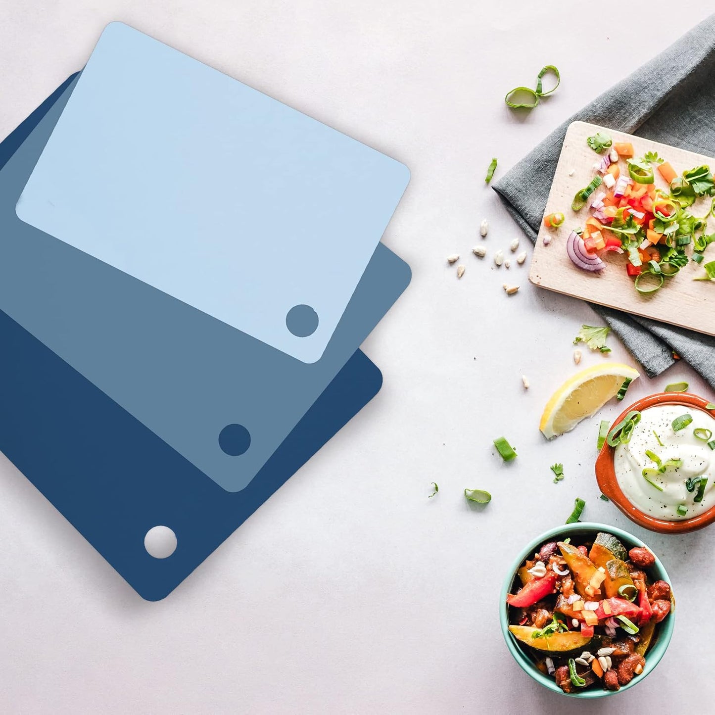 Tovolo Small Flexible Cutting Mats Set of 4 Chopping Boards for Meal Prep Cut Slice Dice Fruits Veggies & Meats, Easy Clean Dishwasher Safe Small Nylon Cutting Board Kitchen Mat Set, 11.5" L X 7.5" W