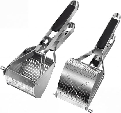 15oz Potato Ricer with 4 Plates - Heavy Duty Stainless Steel Masher for Silky or Chunky Potatoes, Carrots & Baby Food,Dishwasher Safe,Home Essentials,Supplies