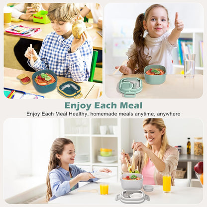 PEDECO Stackable Stainless Steel Bento Box with Insulated bag,Adult & Kids Luch Box,Leak-Proof,1-Tier Bento box,Lunch Box With Portable Sauce Pod and Cutlery-for Teens/Toddler,Dishwasher Safe,Blue