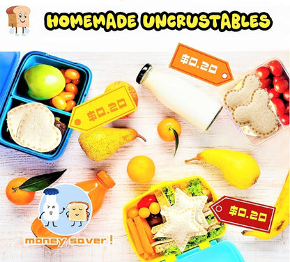 BANIC Uncrustable Sandwich Cutter, 43 Pcs Sandwich Cutter and Sealer, Crustless Sandwich Cutter Heart Star Unicorn Dino Butterfly etc, Lunch & Bento Box Accessories with Storage Container