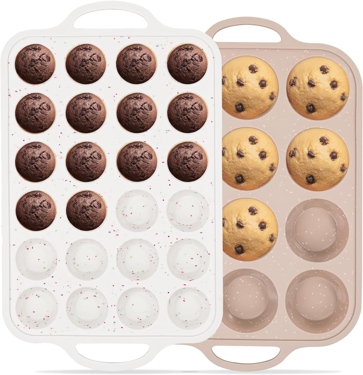 Vinino 2Pack Silicone Muffin Pans for Baking with Metal Reinforced Frame, 12 Cups Regular Size Nonstick Silicone Cupcake Pan, BPA Free Oven Dishwasher Safe Baking Mold for Muffins Cupcakes