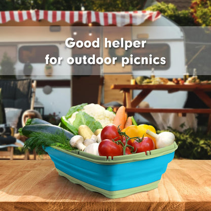 9-in-1Collapsible Cutting Board with Colander Wash Basket Camping RV Gift