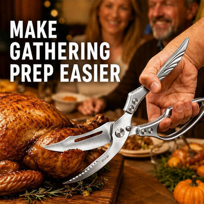 Heavy Duty Poultry Shears, Spring-Loaded Kitchen Scissors with Safety Lock