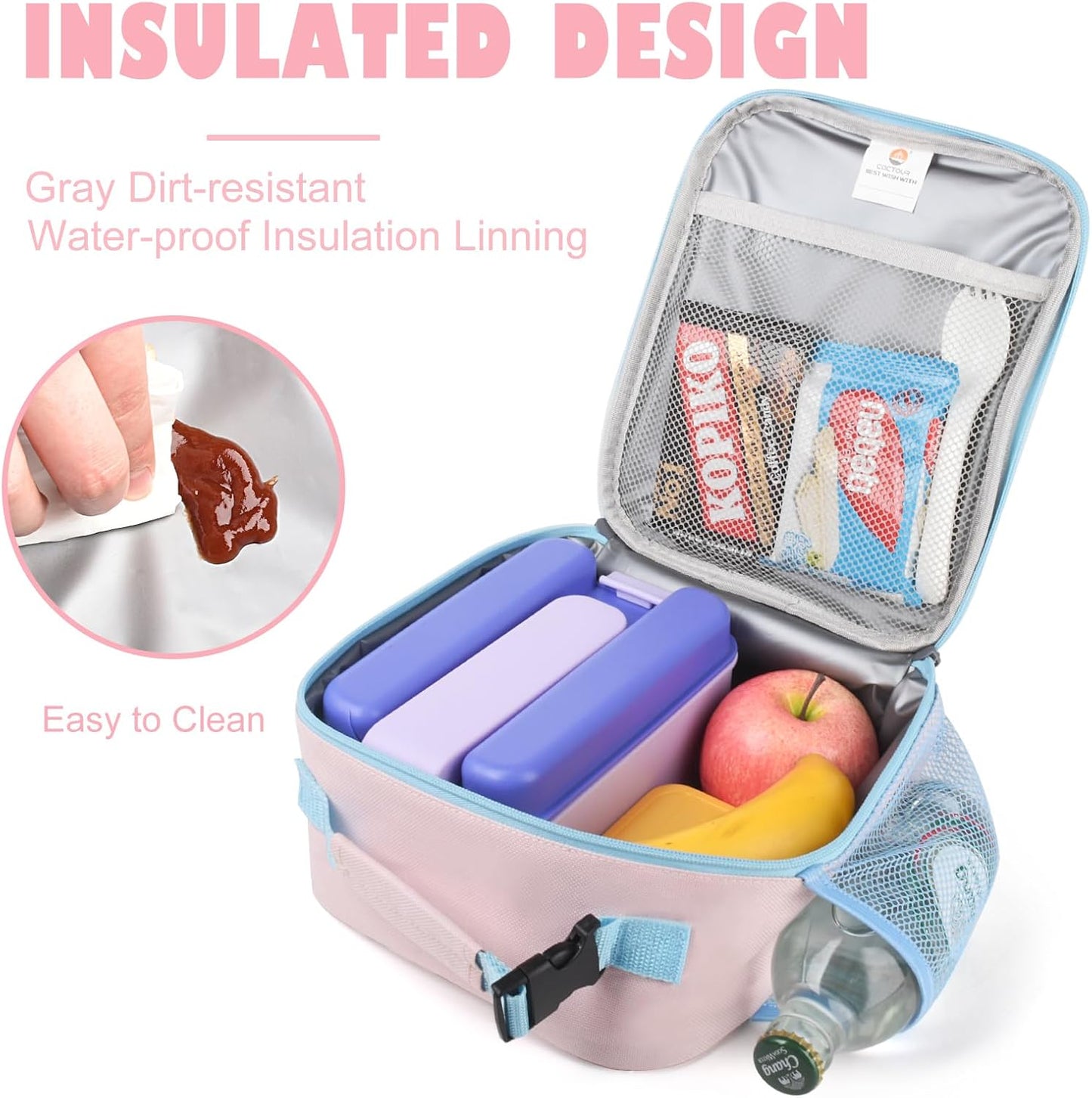 CaCTOUR Lunch Box Kids,Premium Insulated Lunchbox for Girls Boys,Soft Mini Cooler Bag Back to School Thermal Reusable Lunch Bag for Work School Picnic (Blue)