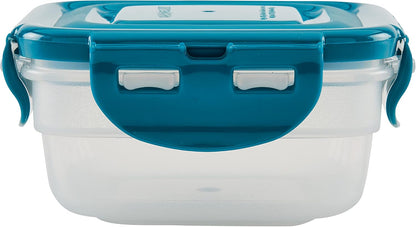 Rachael Ray Leak-Proof Nestable Container Food Storage Bin Set, 10-Piece, Clear with Teal Lids