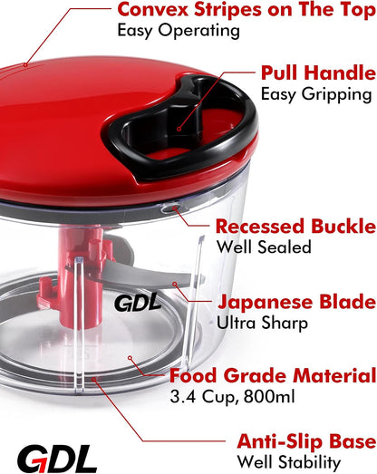 GDL Food Chopper, Vegetable Chopper, Pull String Onion Chopper Dicer, 800ML