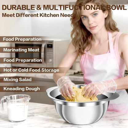 Stainless Steel Strainer with Mixing Bowl, Rice Washer, Colander for Kitchen, Rice Strainer, Fruit and Vegetable Wash, Microporous Colander, Fruit Cleaner Bowl, Dishwasher Safe