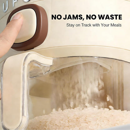UFORU Rice Dispenser, Rice Storage Container with Measuring Cup for Kitchen Pantry Household, Dry Food Storage Containers Airtight, Sealed Moisture Proof (White 13Lbs)
