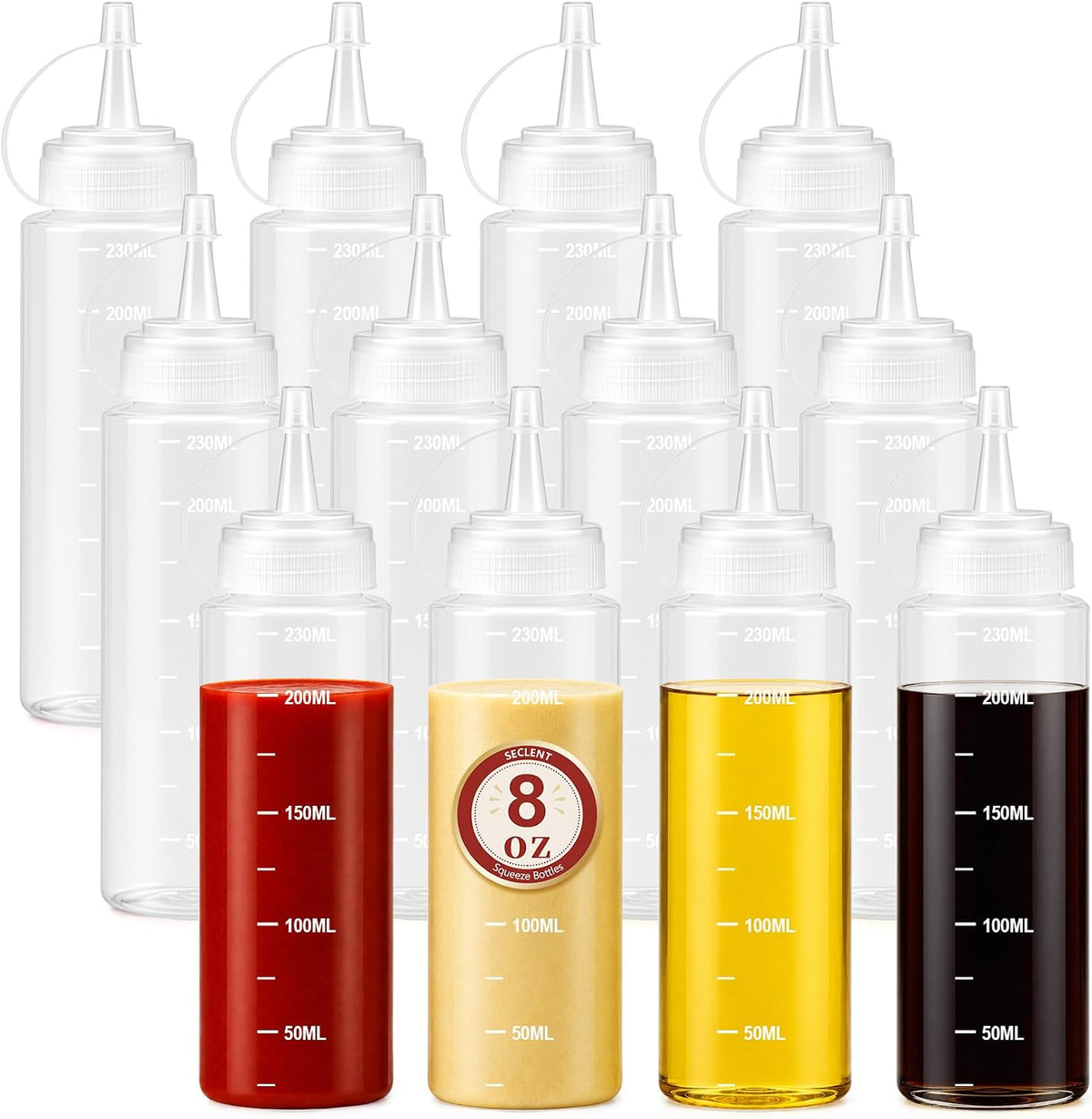 8oz Squeeze Bottles, Sauce Bottles, Squirt Bottle, Salad Dressing Bottle