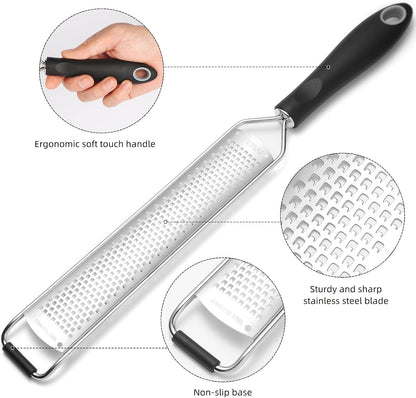 Lemon Zester and Cheese Grater with Protective Cover and Cleaning Brush