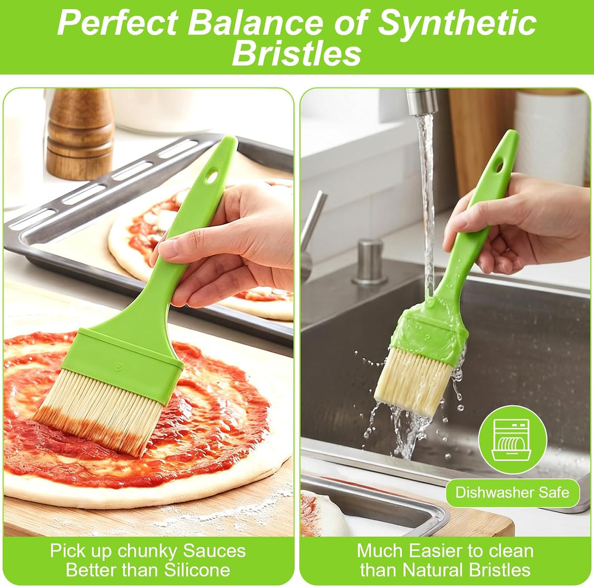 4 Pcs Pastry Brush Set, Basting Brushes for Cooking and Baking, Nylon Bristles Cooking Brush, Marinade and Kitchen Brushes for Butter, Oil, BBQ, Sauce, 4 Sizes