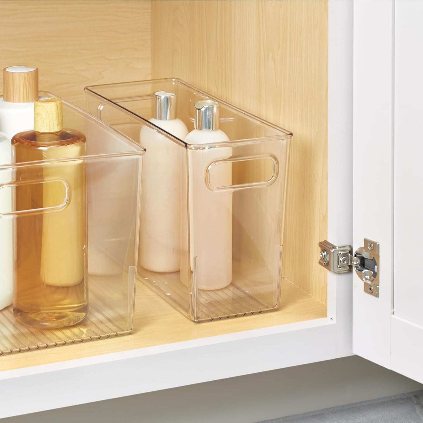 iDesign Tall Plastic Storage Bin with Handles, Set of 4, Clear | For Fridge or Freezer, Made in USA