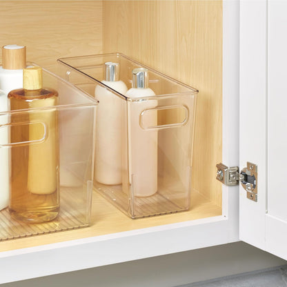 iDesign Tall Plastic Storage Bin with Handles, Set of 4, Clear | For Fridge or Freezer, Made in USA