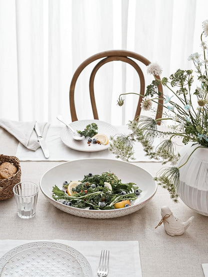 LE TAUCI Ceramic Serving Bowls Set of 2, Large Serving Dishes for Entertaining, 11.8 & 13.7 Inch Oval Serving platter, Salad Fruit Bowl, Pasta Bowls, Microwave & Dishwasher Safe - Arctic White