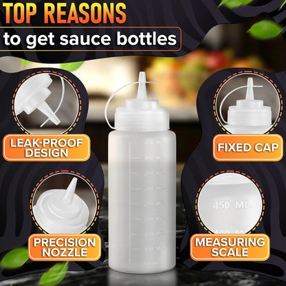 BURIUS Inverted Condiment Squeeze Bottles 16 oz for Sauces, Honey