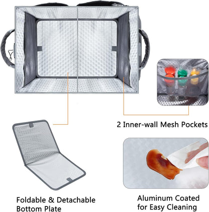 FREECOLSH Black Waterproof Caddy, 16" x 11" x 11", with Detachable Strap and Shoulder Pad for Carrying Utensils and Camping Supplies