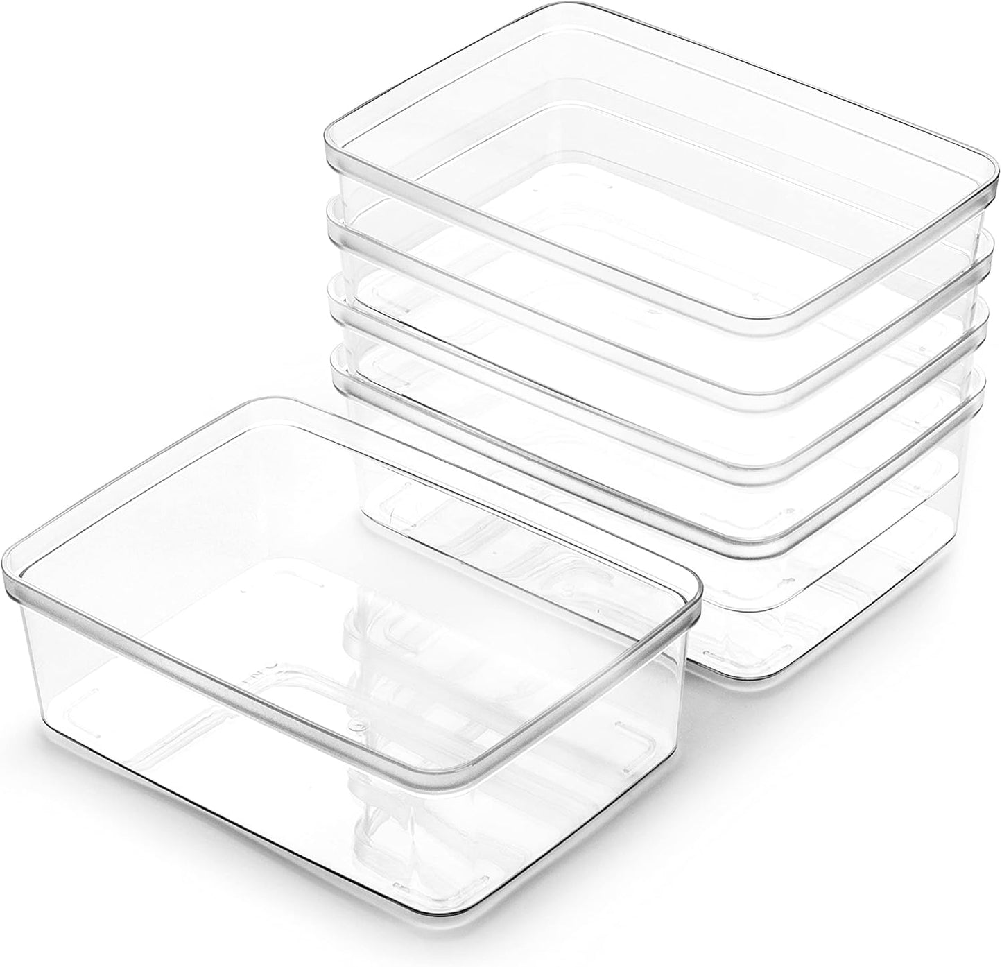 BINO | Plastic Bins, Large - 2 Pack | THE LUCID COLLECTION | Multi-Use| Built-In Handles | BPA-Free | Clear Storage Containers | Fridge Organizer | Pantry & Home Organization