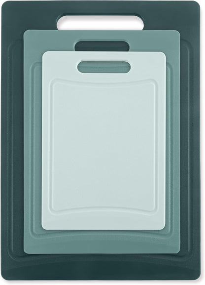 COOK WITH COLOR Non-Slip Cutting Board Set – Kitchen Essentials with Easy Grip Handle for Meat, Veggies, and Fruits, 3 Cutting Boards, Speckled White