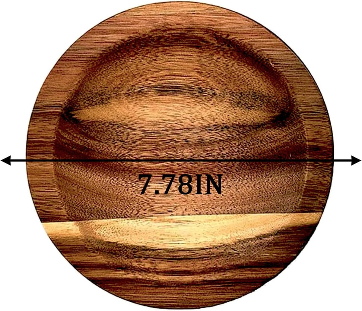 Mezzaluna Chopping Board,Double-sided Acacia Slicing/Serving Charcuterie Board, 8 inch Recessed Round Cutting Board For Efficient Mincing Nuts Veggies n Cheese