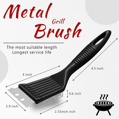 Chengu 2 Pcs 8 Inch BBQ Grill Brush for Outdoor Grill and Scraper Stainless Steel Wire Extra Strong Cleaner Heavy Duty Barbecue Cleaning Brush Cleaner