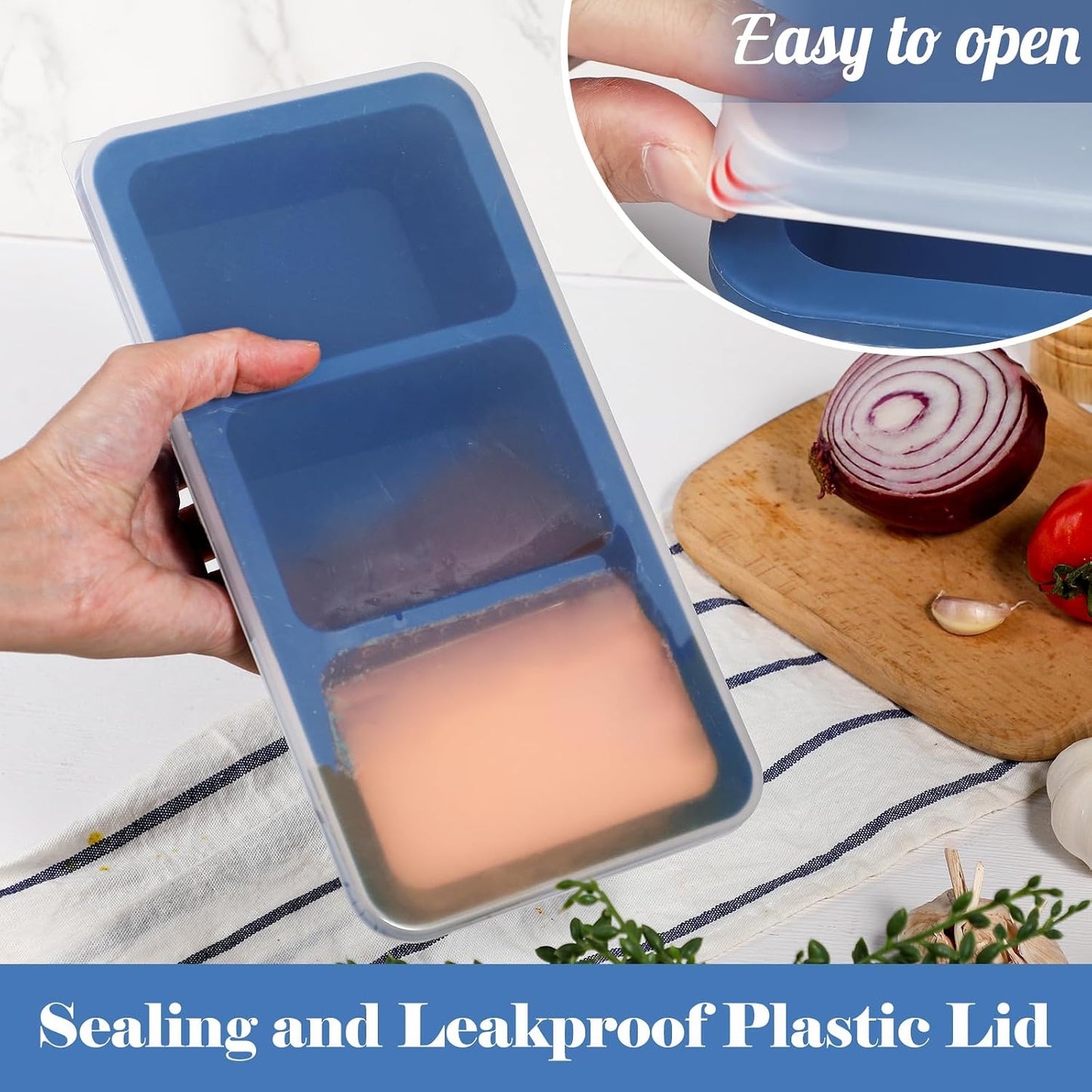 Koluti 2-Pack Nonstick Silicone 3 Soup Freezer Mold, 1-Cup Large Sauce Ice Tray with Plastic Lid, Stackable Freezing Maker Meal Prep Food Storage Container, Dishwasher Safe & BPA Free