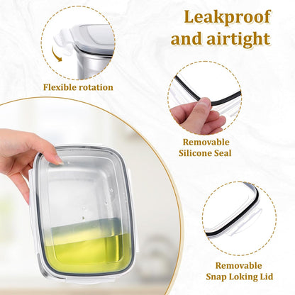 10 PCS 304 Stainless Steel Food Storage Containers with Proof & Airtight Lids, Reusable Meal Prep Containers, Lunch Boxes, Kimchi, ContainersOven/Dishwsher/Freezer Safe