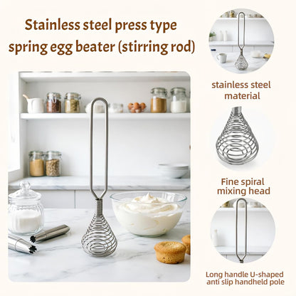 Stainless Steel Spring Coil Whisk Wire Whip Cream Egg Beater Gravy Cream Hand Mixer Kitchen Tool Accessories For Mixing, Blending, Beating, Stirring, Cooking - (1Pcs Silver)