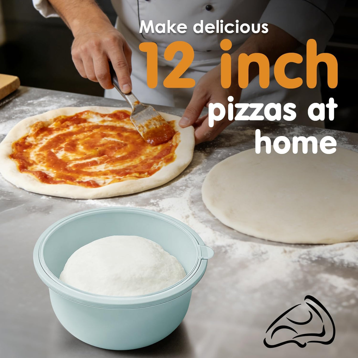 Stackable Silicone Pizza Dough Proofing Containers with Lids,Pizza Dough Proofing Box | Make 12" Pizzas 700ml(Beige)