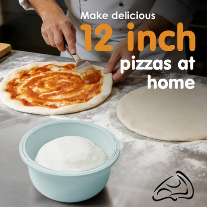 Stackable Silicone Pizza Dough Proofing Containers with Lids,Pizza Dough Proofing Box | Make 12" Pizzas 700ml(Beige)