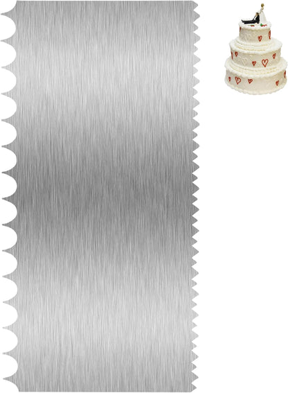 8.6 Inch Metal Cake Scraper Smoother, Edge Side Jagged Comb for Cream