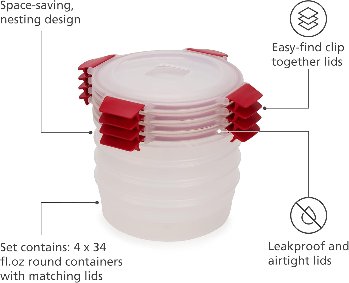 Joseph Joseph Nest Lock Plastic BPA Free Food Storage Container Set with Lockable Airtight Leakproof Lids, 10-Piece, Multi-Color