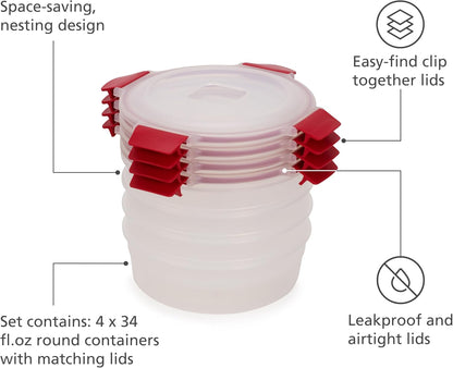 Joseph Joseph Nest Lock Plastic BPA Free Food Storage Container Set with Lockable Airtight Leakproof Lids, 10-Piece, Multi-Color