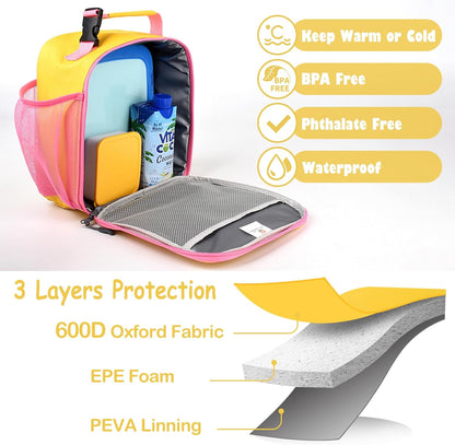 CaCTOUR Lunch Box Kids,Premium Insulated Lunchbox for Girls Boys,Soft Mini Cooler Bag Back to School Thermal Reusable Lunch Bag for Work School Picnic (Blue)
