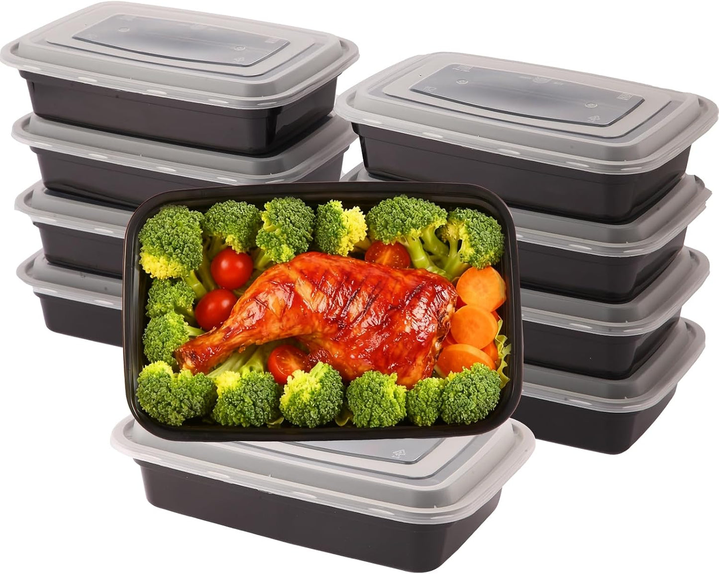 10Pack 35OZ Meal Prep Containers Reusable with Lids, Food Storage Containers To Go for Lunch, Disposable Plastic Bento Box to Take out or Home, Microwave/Freezer/Dishwasher Safe