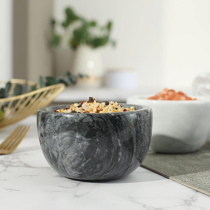 jalz jalz Acacia Wood Salt Cellar with white Marble Lid, 10oz Pinch Pot & Spoon