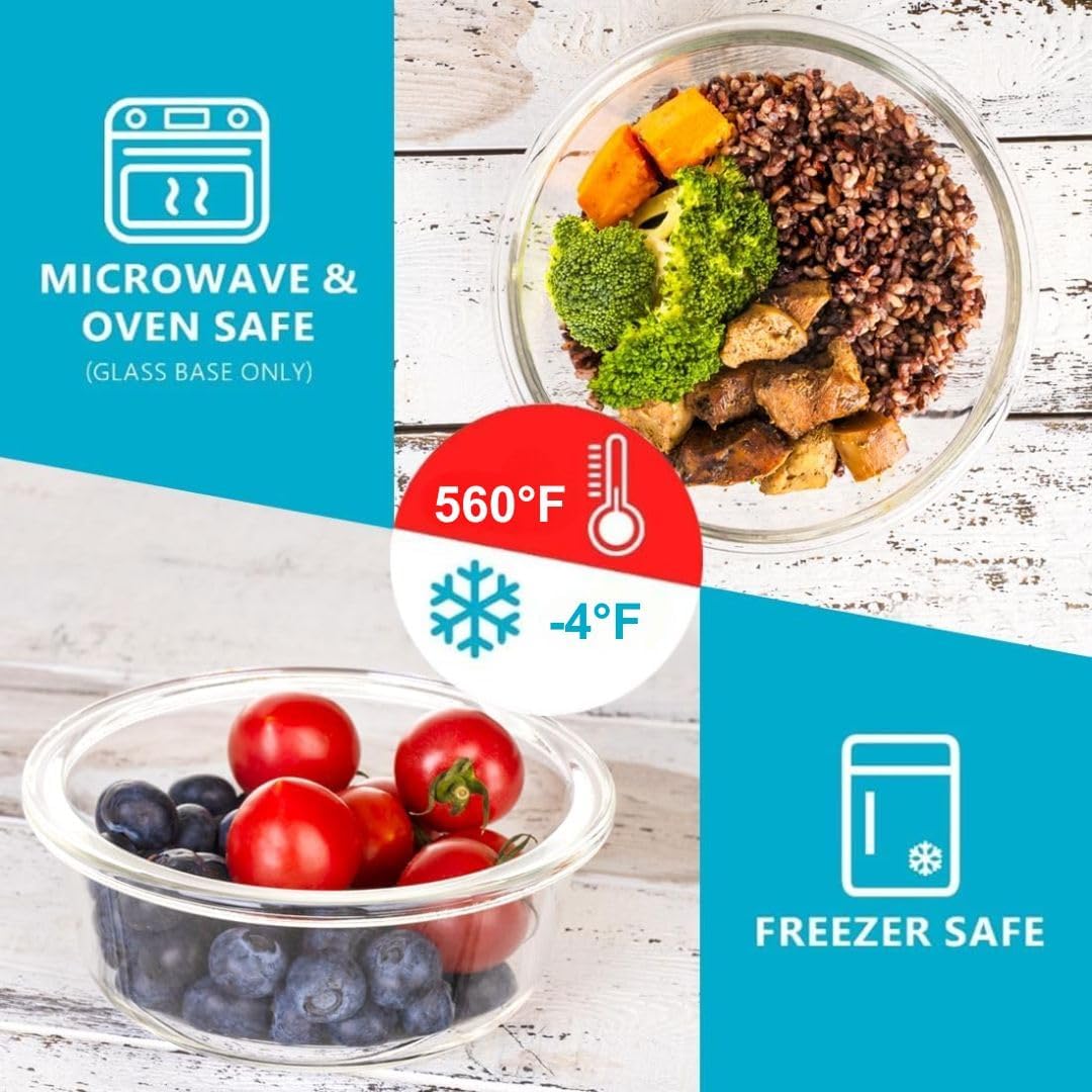 Igluu Meal Prep Glass Containers with Air Vent Lids (5 Pack+Extra Lid) – Airtight & BPA-Free – Oven, Microwave, Freezer and Dishwasher Safe – 28oz – Durable Borosilicate Glass