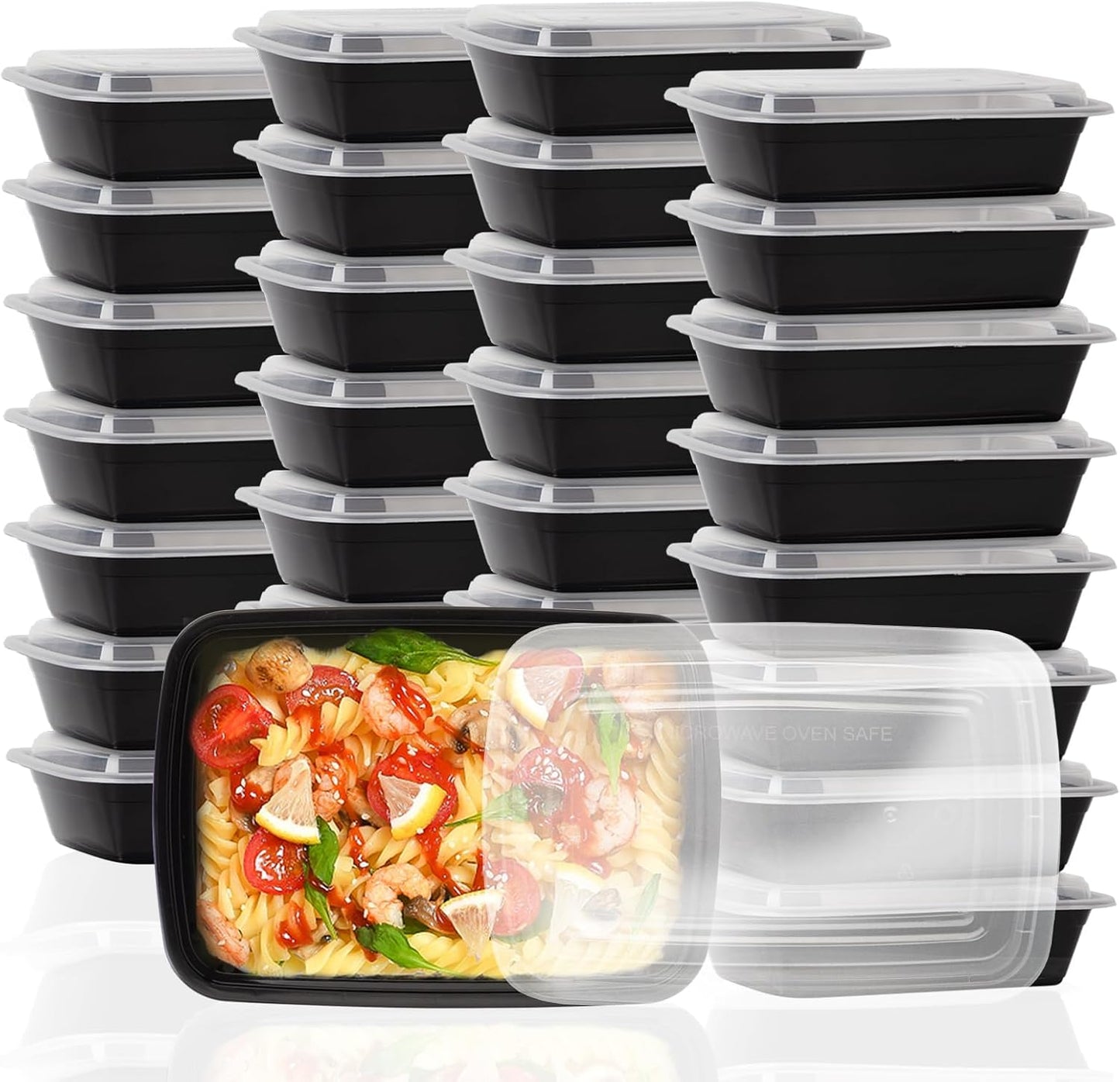 Ezalia 15 Pack- Meal Prep Containers 32oz, Plastic Food Prep Containers Reusable, Leakproof To Go Food Containers with Lids, BPA-Free, Microwave/Dishwasher/Freezer Safe