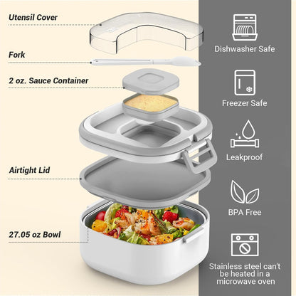 PEDECO Stackable Stainless Steel Bento Box with Insulated bag,Adult & Kids Luch Box,Leak-Proof,1-Tier Bento box,Lunch Box With Portable Sauce Pod and Cutlery-for Teens/Toddler,Dishwasher Safe,Blue