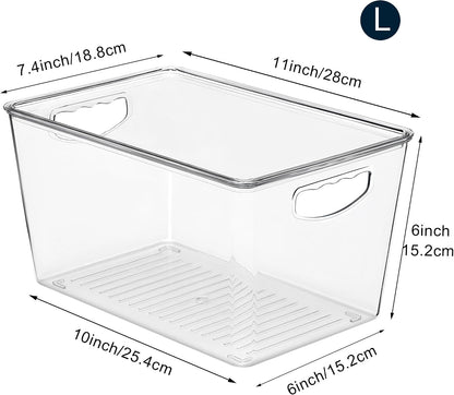 theaoo Clear Storage Bins with Lids Stackable - Large Plastic Containers for Pantry Organization and Storage - Perfect for kitchen,Fridge,Laundry Room,Bathroom,Garage,Closet,Cabinet Organizer - 8 Pack