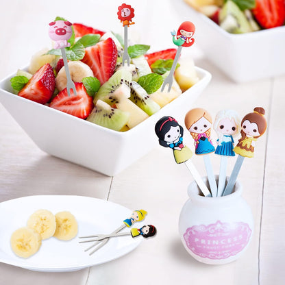 18 Pcs Food Picks for Kids with 3 Ceramic Jars, Set of 3 Cute Cartoon Fruit Forks Kids Stainless Steel, Animal Food Picks Fruit Picks for Kids Bento Picks for Appetizers