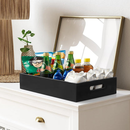 DRASTAR Pantry Organization and Storage Bins, Seasoning Packet Organizer with Removable Dividers,Wooden Storage Caddy for Kitchen, Pantry, Cabinet, Countertop, White