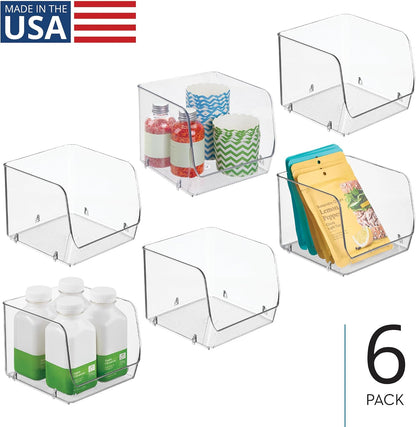 iDesign Stackable Open-Front Storage Bin for Pantry or Household Storage, Clear, Made in USA