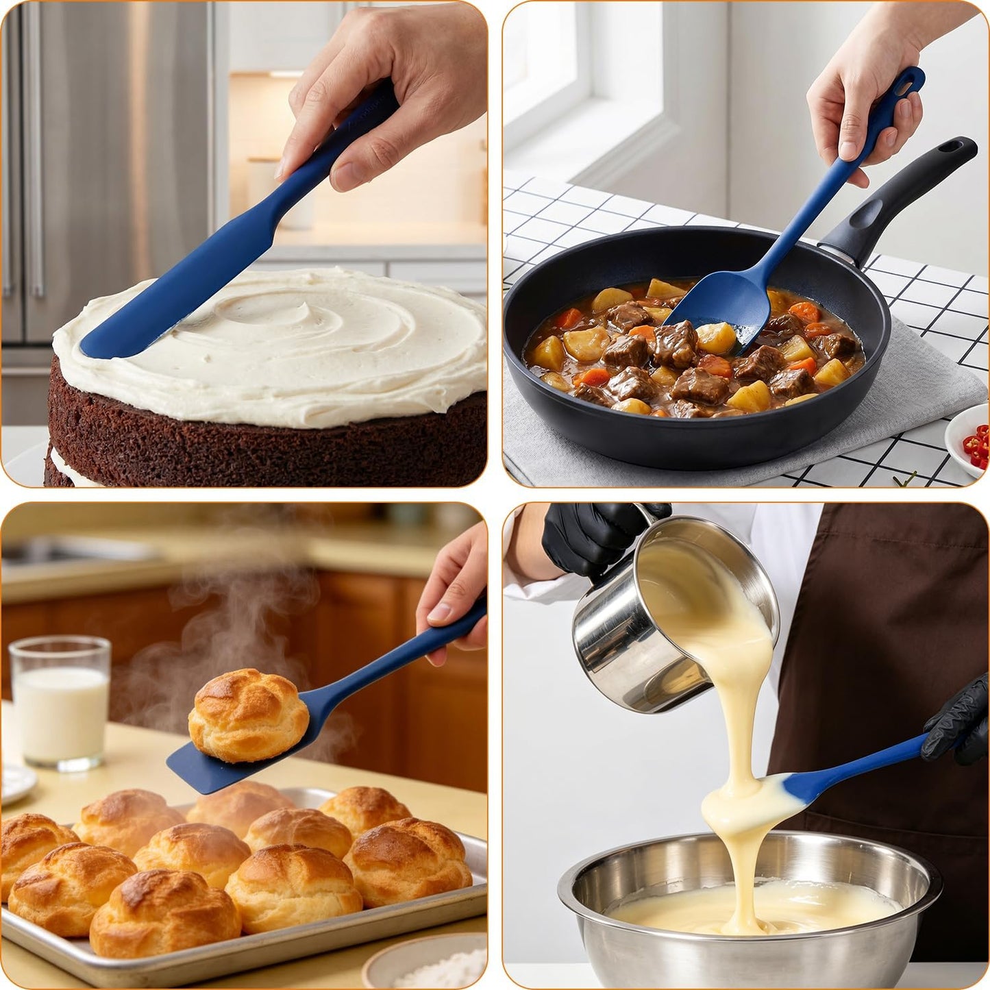 5-Piece Silicone Spatula Set for Baking, 446°F Heat Resistant Non-Stick Cooking Utensils, BPA-Free Food Grade Silicone Scrapers, Non-Scratch Flexible & Dishwasher Safe, Neutral