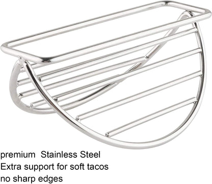 Taco Holders Stand Stainless Steel Taco Rack Tray Stand Up Holder Kitchen Set for Tortillas, Burritos, Parties & Restaurants (Taco Holder)