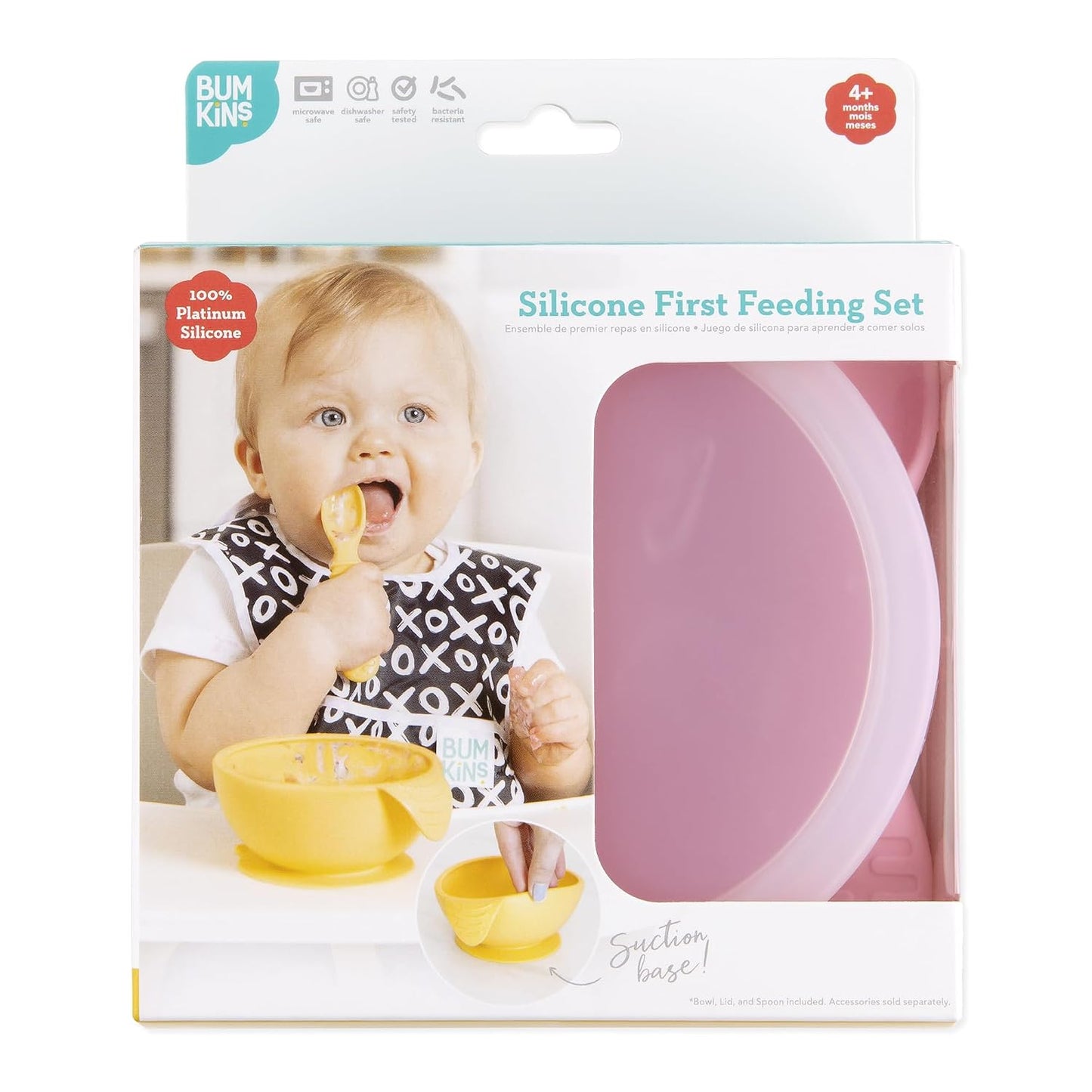 Bumkins Baby Bowl, Silicone Feeding Set with Suction for Baby and Toddler, Includes Spoon and Lid, First Feeding Set, Training Essentials for Baby Led Weaning for Babies 4 Months Up, Sage