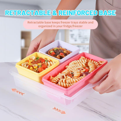 Gemice 1-Cup Silicone Freezer Molds with Lids, Individual 4-Pack Portion Soup Cubes Freezer Trays for Food Storage, Oven & Dishwasher Safe, BPA-Free, Silicone Freezer Containers for Meal Prep