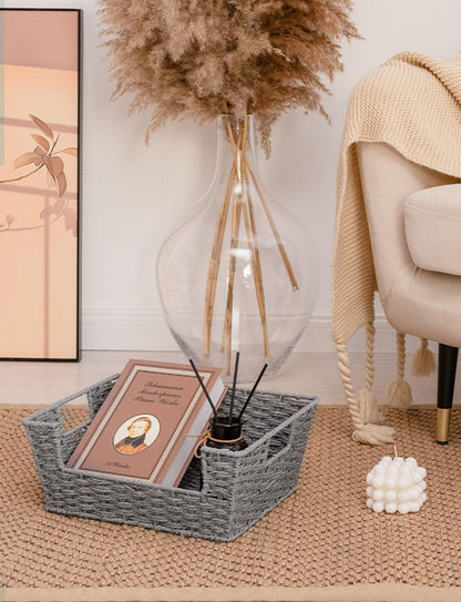 StorageWorks Round Paper Rope Woven Basket for Pantry Organizers and Storage, Stackable Pantry Storage Baskets for Shelves, Brown, 2-Pack