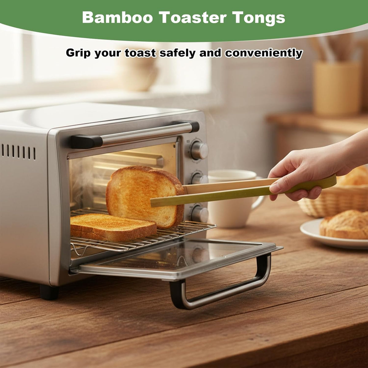 100 Pcs Mini Bamboo Tongs Disposable, 6.2 Inch Wooden Tongs for Toaster, Serving Food, Toast, Bread, Pickles, Tea Supplies, Disposable Utensils for Home, Catering & Buffet, Anti-slip Design