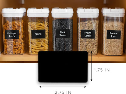 200 Chalkboard Labels for Food Containers, Reusable Black Stickers with Chalk Marker, Removable Pantry Chalk Board Jar Labels Stickers for Glass Jars, Storage Food Mason Jars, Kitchen Organization