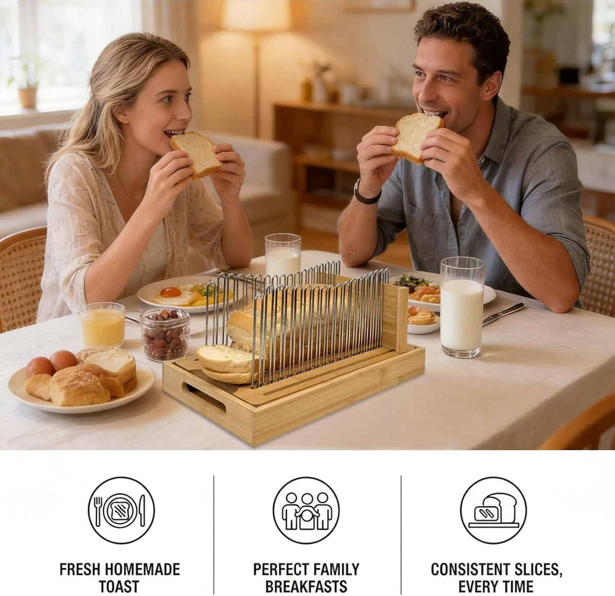 Adjustable Bread Slicer with Stainless Steel Slide Rail